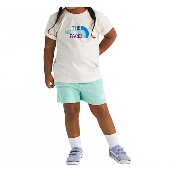 NEW THE NORTH FACE kids's cotton summer top and short set in white dune/bright f - Picture 1 of 4